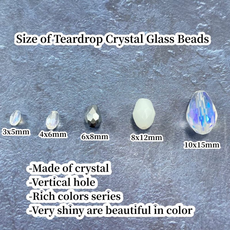 Honkoolly 50pcs Teardrop Crystal Glass Beads 10x15mm Vertical Hole Faceted Glass Teardrop Spacer Beads for Bracelets Necklace Earring DIY Jewelry Making Craft(Mix Colors Series) - Image 3